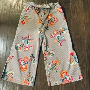 Wide Leg Floral Cotton Pants